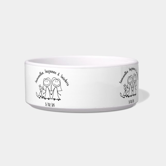 Dog Cute Brides Wedding Couple Personalised Bowl (Left)