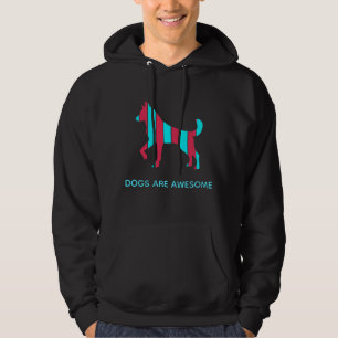 Dog - Cute Pet Pop Art, Blue & Red Abstract Animal Hoodie