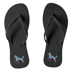 Dog - Cute Pet Pop Art, Blue & Red Abstract Animal Jandals