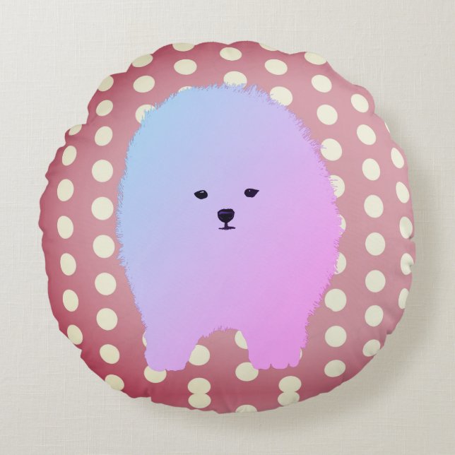 Dog, Cute Pomeranian Fluffy Pet Pillow (Front)