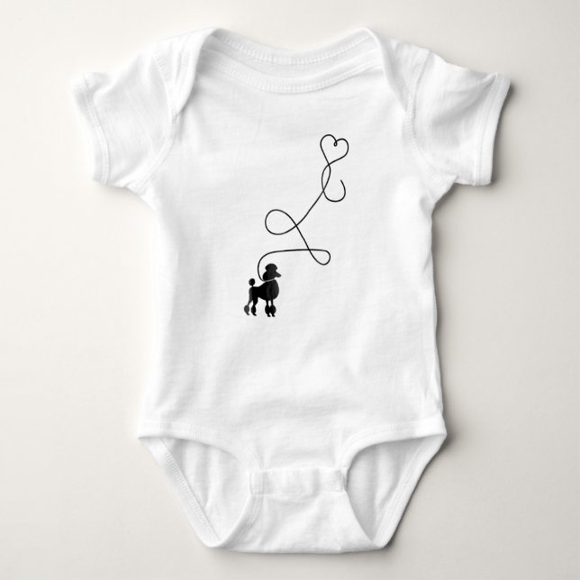 Dog Cute Poodle Heart Baby Bodysuit (Front)