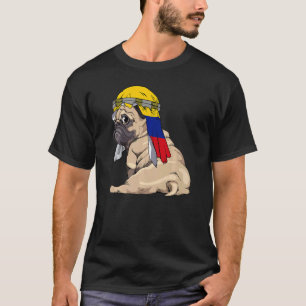 Dog Cute Pug Retro Colombia Flag Pride T-Shirt