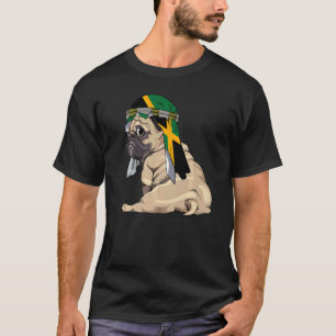 Dog Cute Pug Retro Jamaica Flag Pride T-Shirt