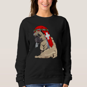 Dog  Cute Pug Retro Switzerland Flag Pride Sweatshirt