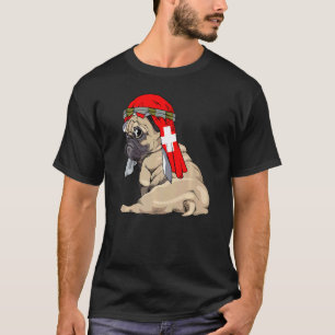 Dog Cute Pug Retro Switzerland Flag Pride T-Shirt