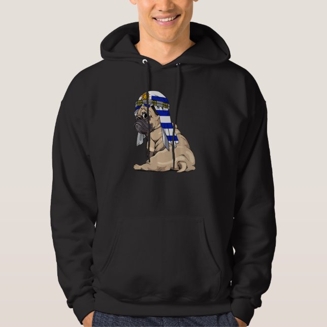 Dog  Cute Pug Retro Uruguay Flag Pride Hoodie (Front)