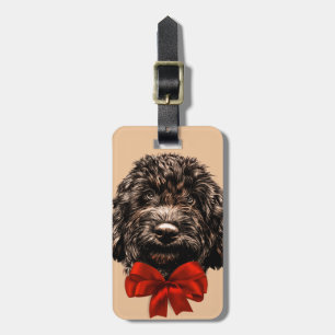 Dog Cute Vintage Puppy Pet with Red Bow Luggage Tag