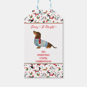 Dog Dachshund Through Snow Christmas Furry Bright Gift Tags