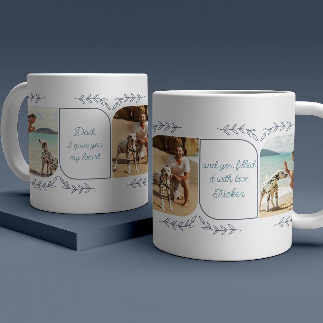 Dog Dad 3 Vertical Photo Loving Words Botanical Coffee Mug (Creator Uploaded)