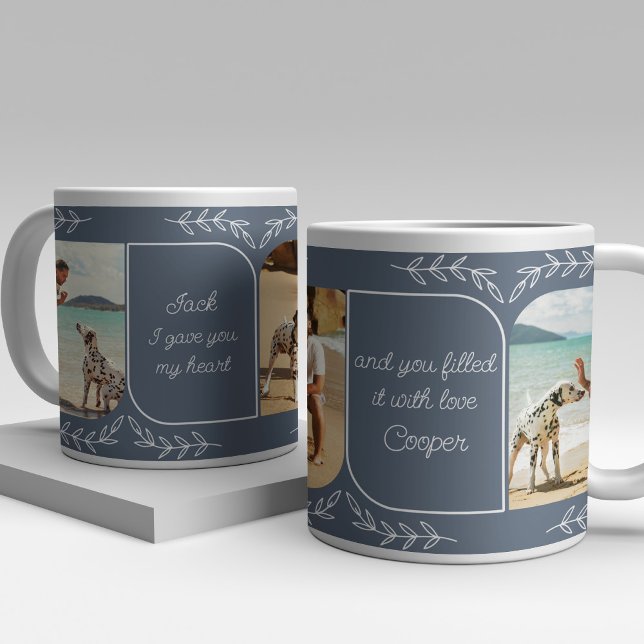 Dog Dad 3 Vertical Photo Loving Words Personalised Large Coffee Mug (Creator Uploaded)