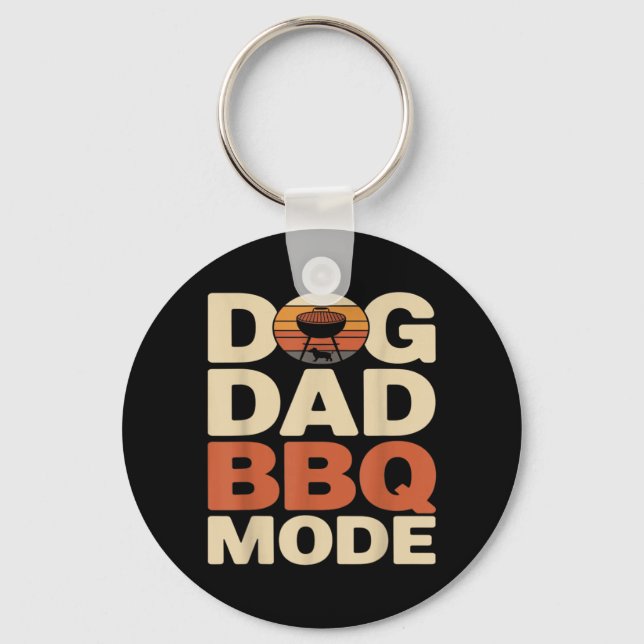 Dog Dad Bbq Mode Funny Backyard Grilling Key Ring (Front)