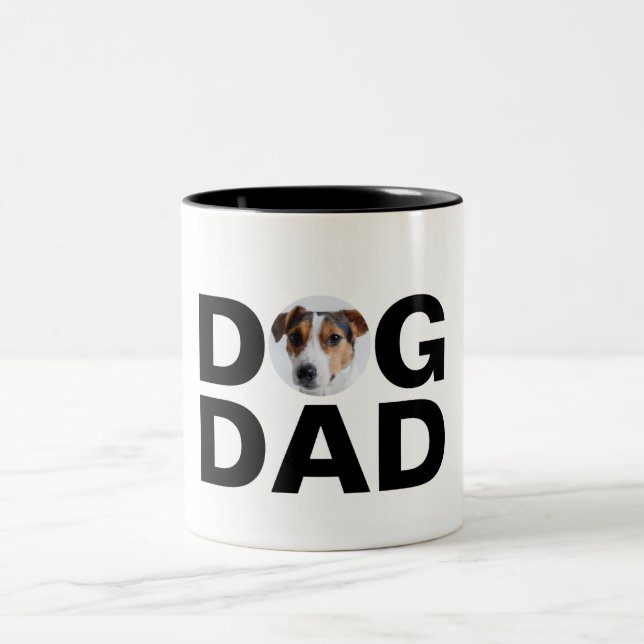 Dog Dad, Custom Photo Dad Gift Two-Tone Coffee Mug (Center)