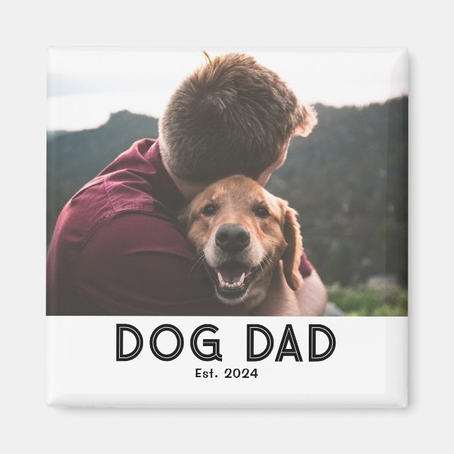 Dog Dad Established Photo Gift Magnet (Front)