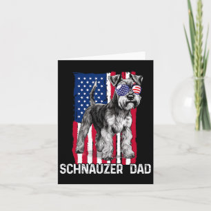 Dog Dad Fathers Day Gift Mini Schnauzer Usa Flag 4 Card