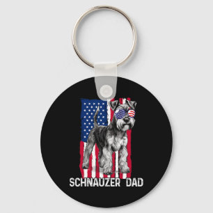 Dog Dad Fathers Day Gift Mini Schnauzer Usa Flag 4 Key Ring