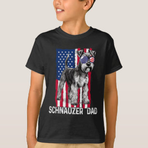 Dog Dad Fathers Day Gift Mini Schnauzer Usa Flag 4 T-Shirt