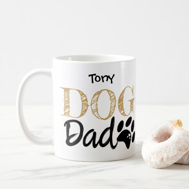 Dog dad fathers day Paw Print Mug Gift (With Donut)