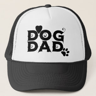 Dog dad groovy logo heart puppy paw Father's Day  Trucker Hat