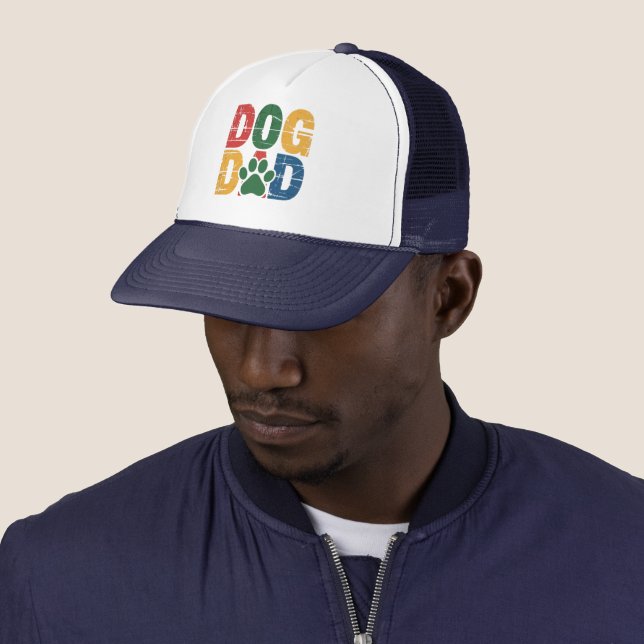 Dog Dad Grunge Style Typography Trucker Hat (In Situ)