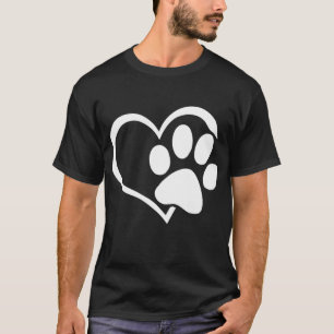 Dog Dad Mum Puppy Love Dogs Paw Print Heart Women  T-Shirt