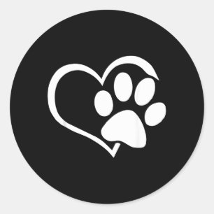 Dog Dad Mum Puppy Shirt Love Dogs Paw Print Heart Classic Round Sticker