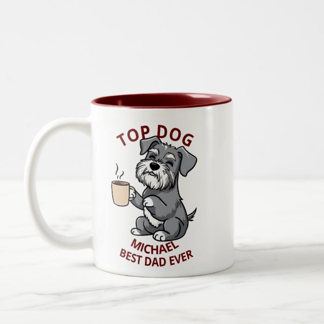Dog Dad Name Mug - Fathers Day Two Tone Gift (Left)