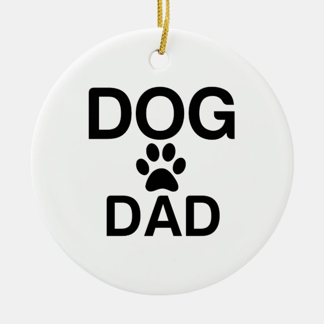 DOG DAD PAW CERAMIC TREE DECORATION (Front)