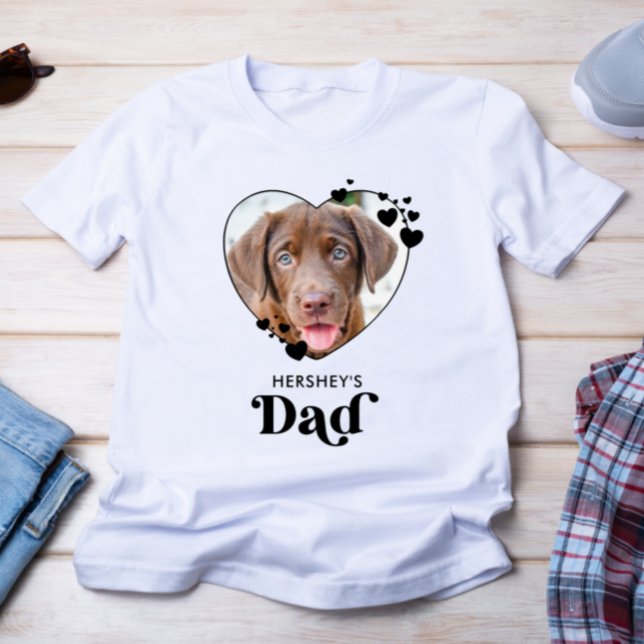 Dog DAD Personalised Heart Dog Lover Pet Photo T-Shirt (Creator Uploaded)