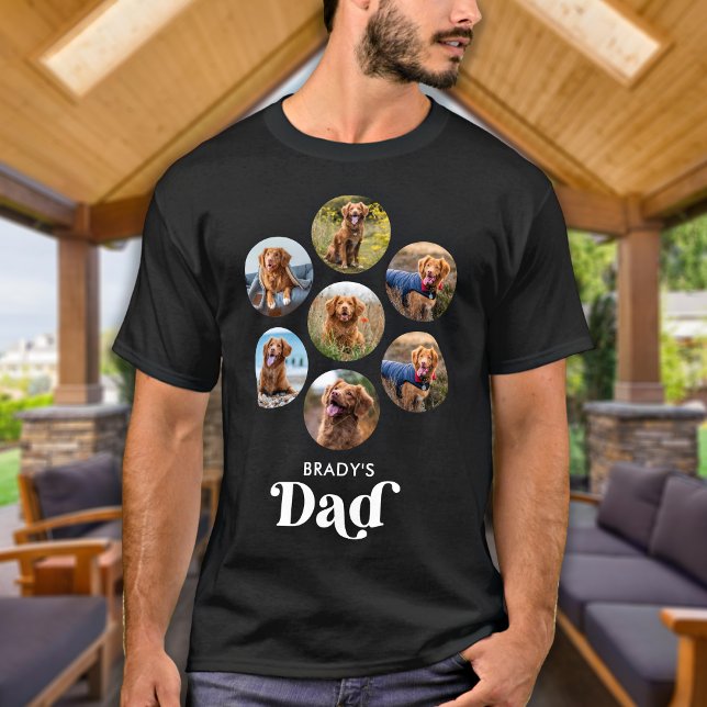 Dog DAD Personalised Pet Photo Collage Dog Lover  T-Shirt (Creator Uploaded)
