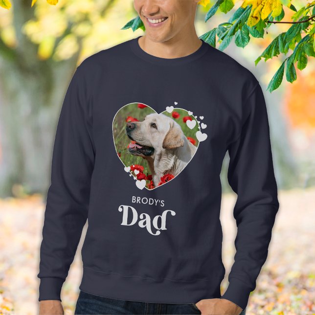 Dog DAD Personalised Pet Photo Heart Dog Lover Sweatshirt (Creator Uploaded)