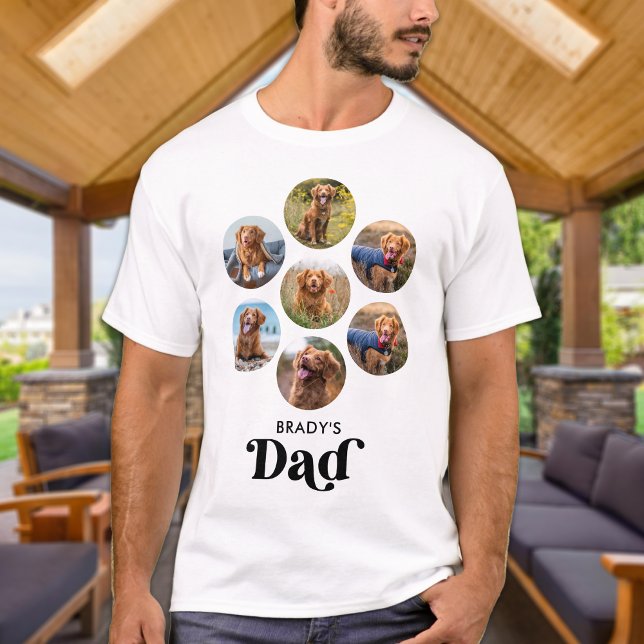 Dog DAD Personalized Dog Lover Pet Photo Collage T-Shirt (Creator Uploaded)
