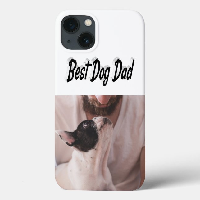 Dog Dad Photo Black  text iPhone Case (Back)