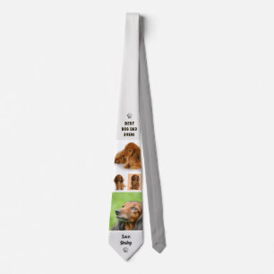 Dog Dad Photo Collage Pet Keepsake Grey Tie