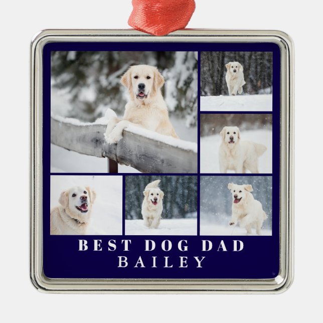 Dog Dad Photo  Metal Tree Decoration (Front)