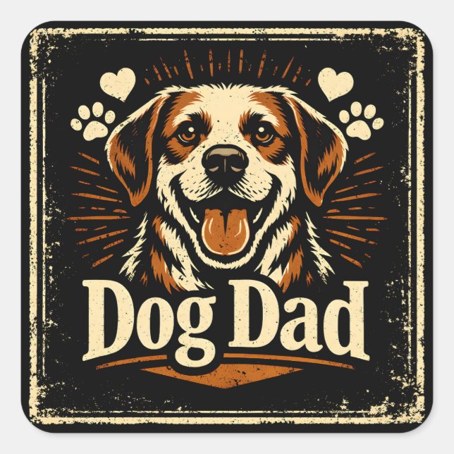 Dog Dad – Proud Canine Father Love Square Sticker (Front)