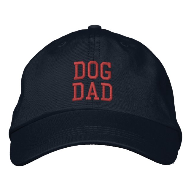 Dog Dad red custom text cute modern funny Embroidered Hat (Front)
