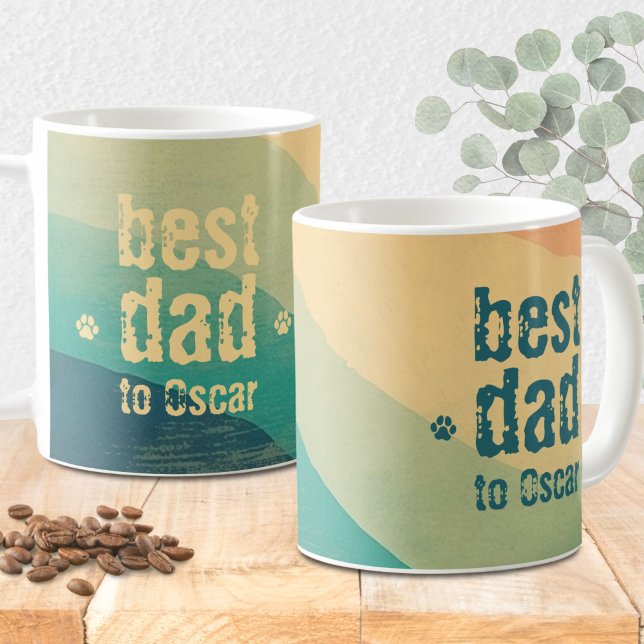 Dog Dad Retro Groovy Personalised  Coffee Mug (Creator Uploaded)