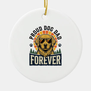 Dog Dad Shirt Vintage Golden Retriever Retro Desig Ceramic Tree Decoration