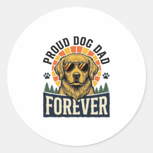 Dog Dad Shirt Vintage Golden Retriever Retro Desig Classic Round Sticker