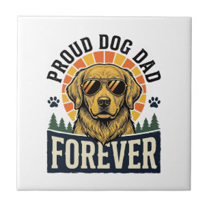 Dog Dad Shirt Vintage Golden Retriever Retro Desig Tile