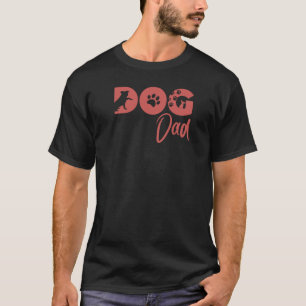 Dog Dad Tee - Retro Red Dog silhouette, paw prints