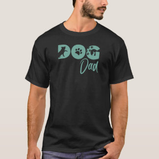 Dog Dad Tee - Teal - Dog silhouette, paw prints