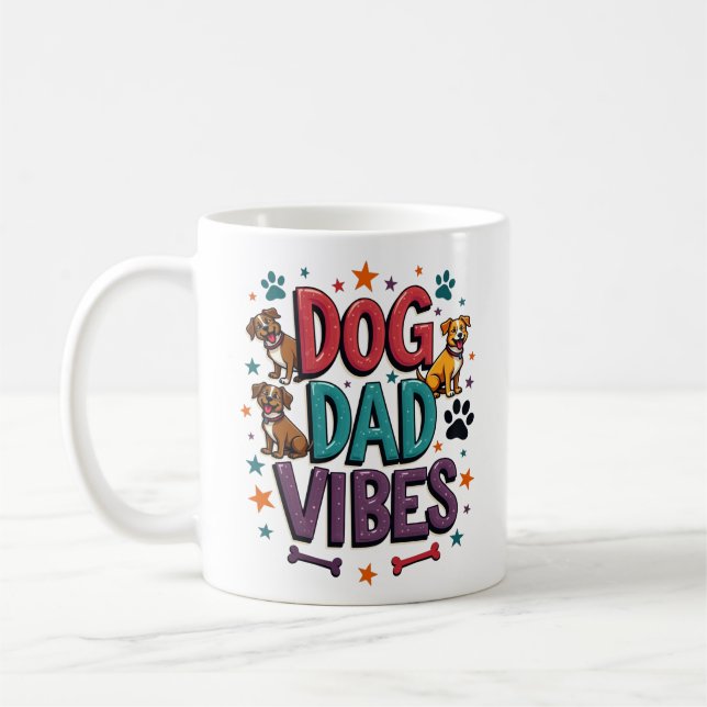 Dog Dad Vibes – Retro Groovy 70’s Coffee Mug (Left)