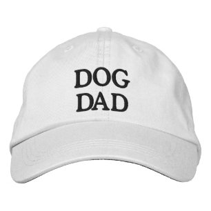 Dog Dad white & black custom text simple elegant Embroidered Hat