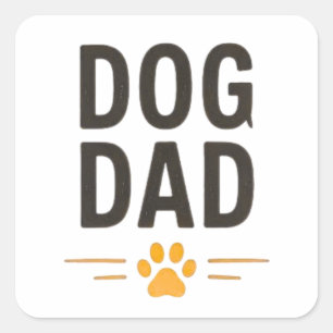Dog Dad With Paw Simple Design Square Sticker