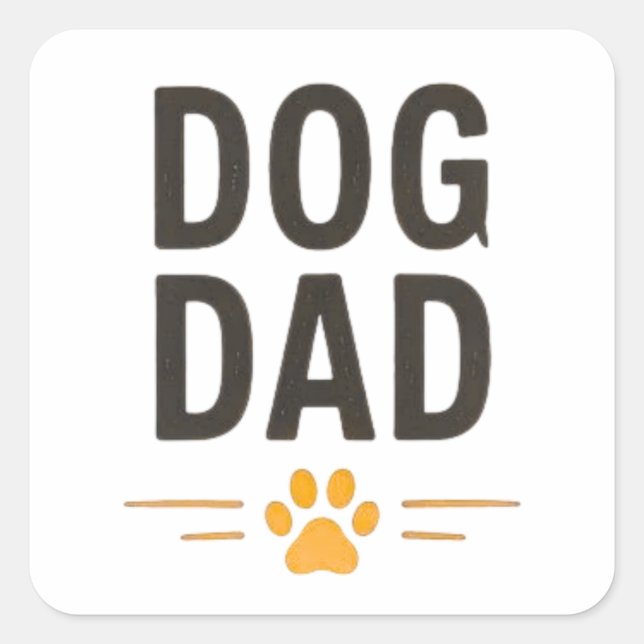 Dog Dad With Paw Simple Design Square Sticker (Front)