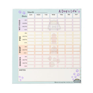 Dog Daily Tracker Notepad 40 pages Sunday Starter