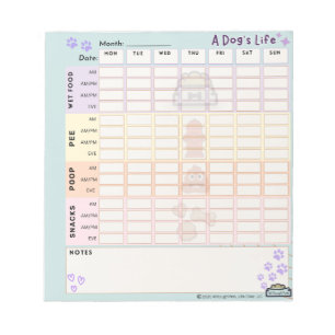 Dog Daily Tracker Notepad 40 Sheets w/Monday Start