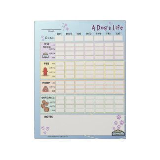 Dog Daily Tracker, Sunday Start Notepad