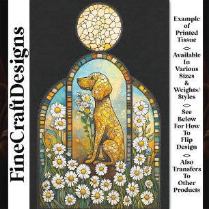 Dog & Daisies, Colourful Stained Glass Y8 Decoupag Tissue Paper